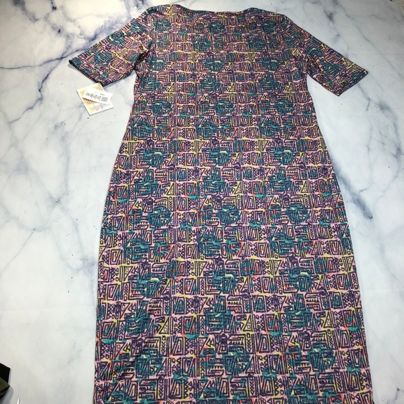 Lularoe Pastel Geometric Julia Fitted Dress - Picture 2 of 8